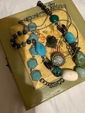 Turquoise Multi-Bead Women’s Necklace - Blue Green Statement Jewelry